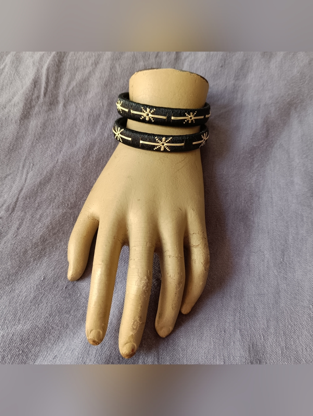 Set of 2 handwoven Werregue palm cuff flexible bracelet Artisan Made In Colombia